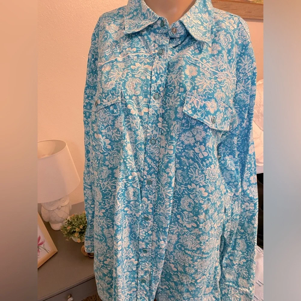 Cowgirl Hardware Western Shirt Turquoise - Picture 1 of 5